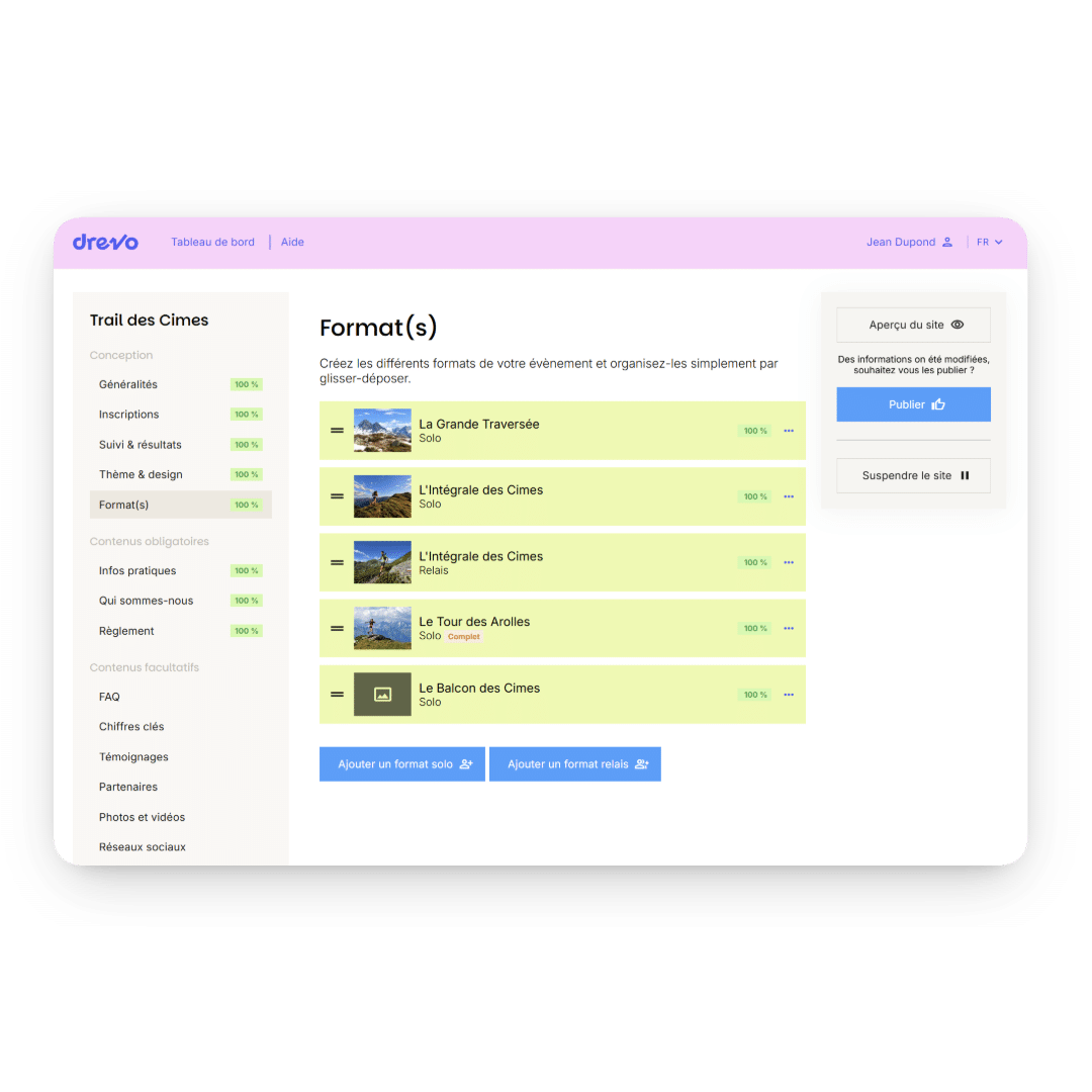 drevo gestion des formats